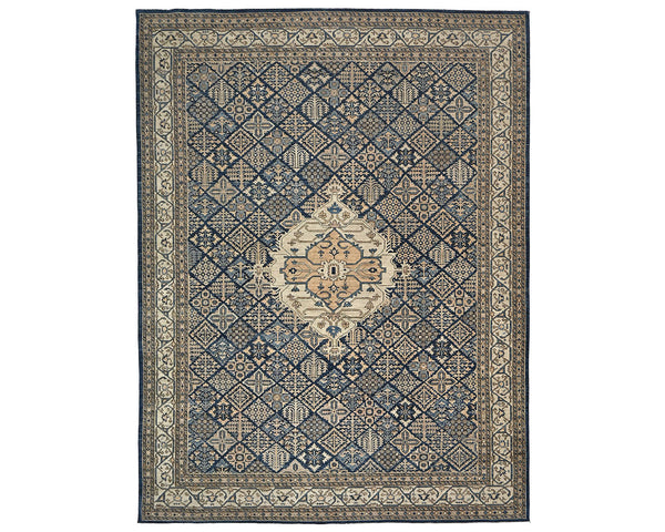 9x12 Blue Aryana Afghan Hand Knotted Veg Dye Wool Area Rug